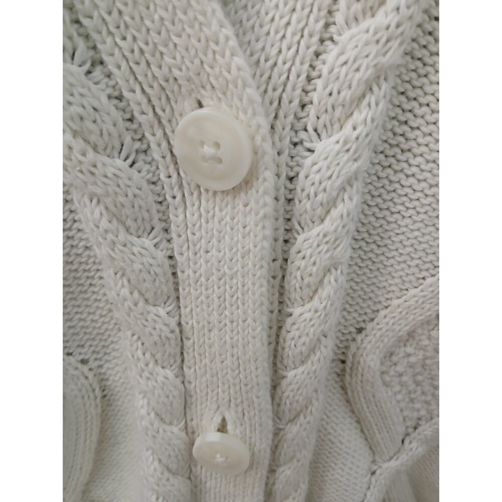 Lucky Brand Cozy Off White Cable Knit Cardigan Buttons sz XL - Picture 3 of 11
